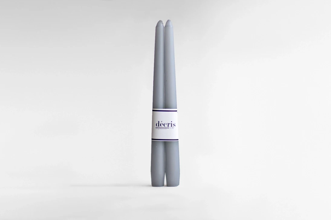 2li Gri Şamdan Mum 20 cm