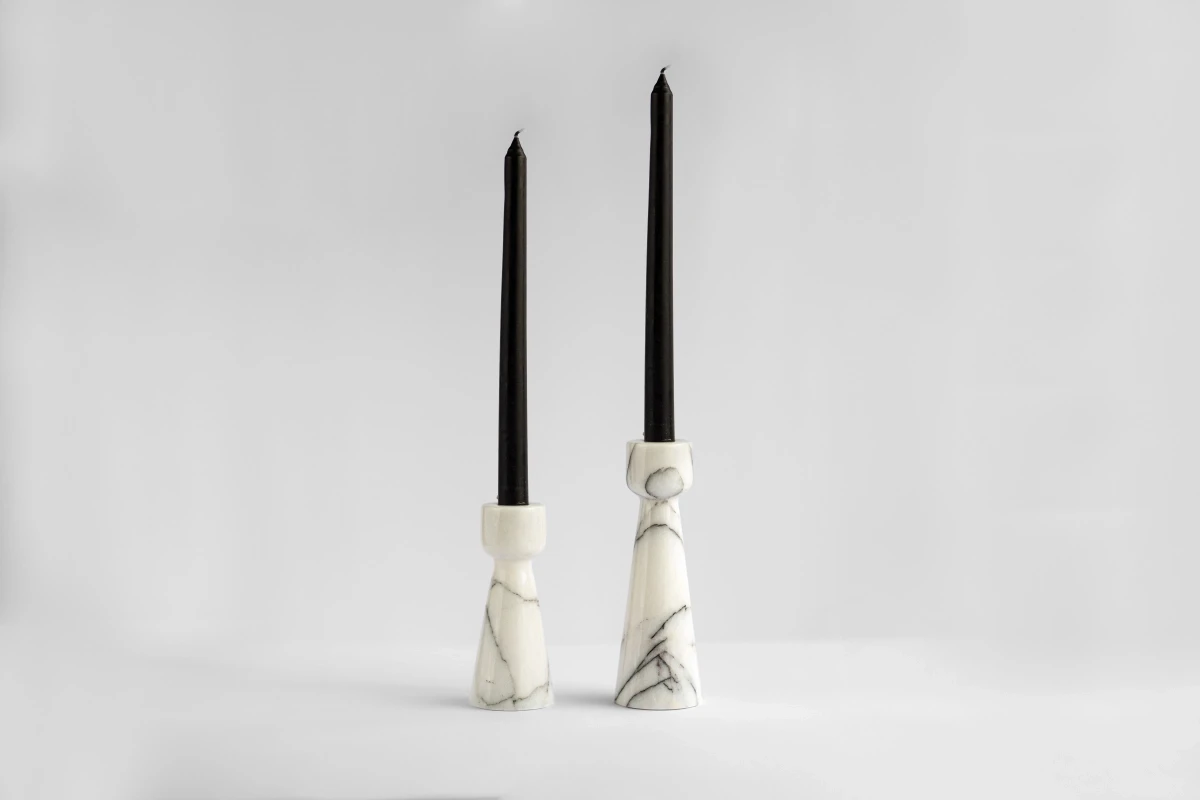 Cone 2li Leylak Mermer Şamdan