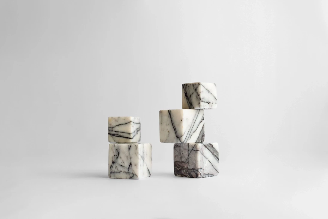 Tetris 2li Leylak Mermer Şamdan