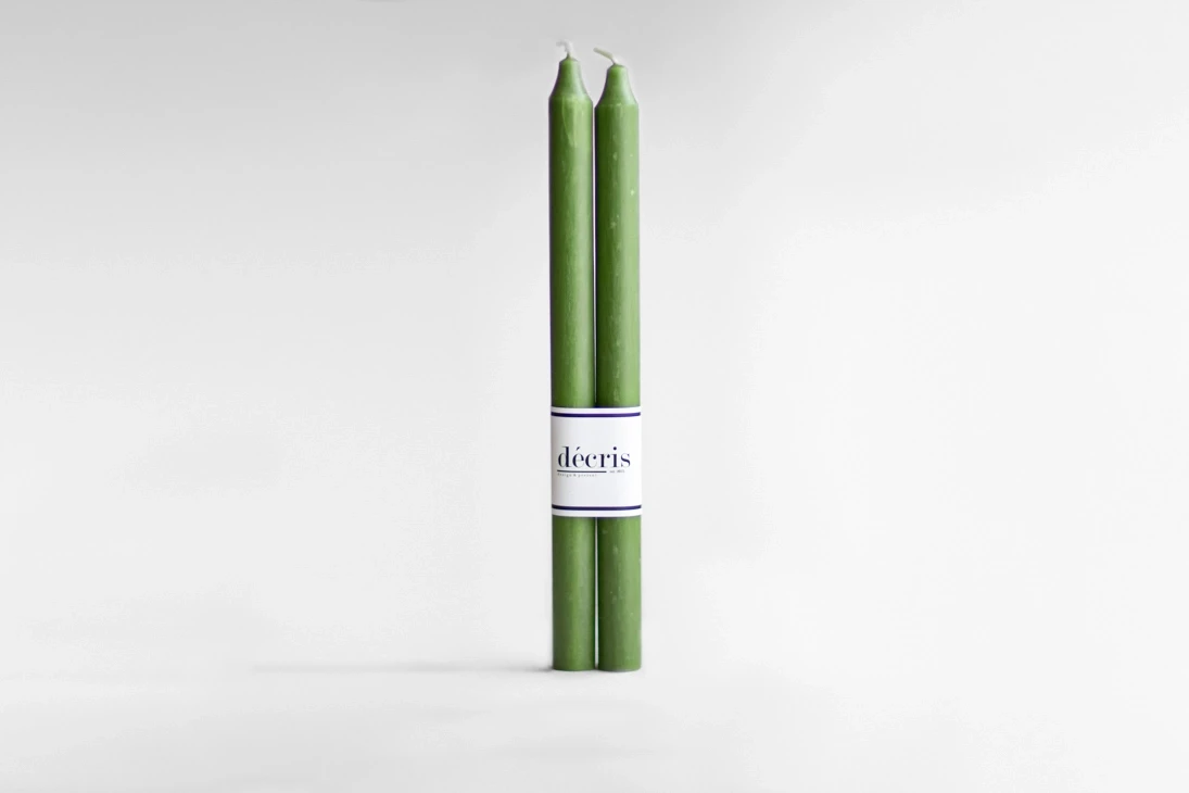 2li Konik Yeşil Şamdan Mum 29 cm